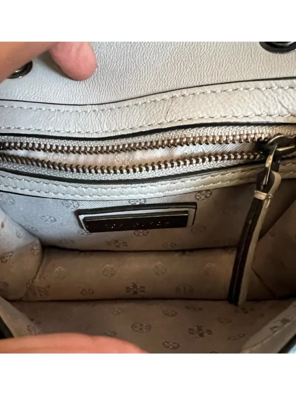 RARE!! Authentic Tory Burch Grey and Gun Metal Small Fleming Shoulder Bag